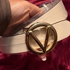 Valentino by Mario Valentino Gold and Cream Belt